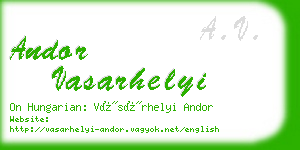 andor vasarhelyi business card